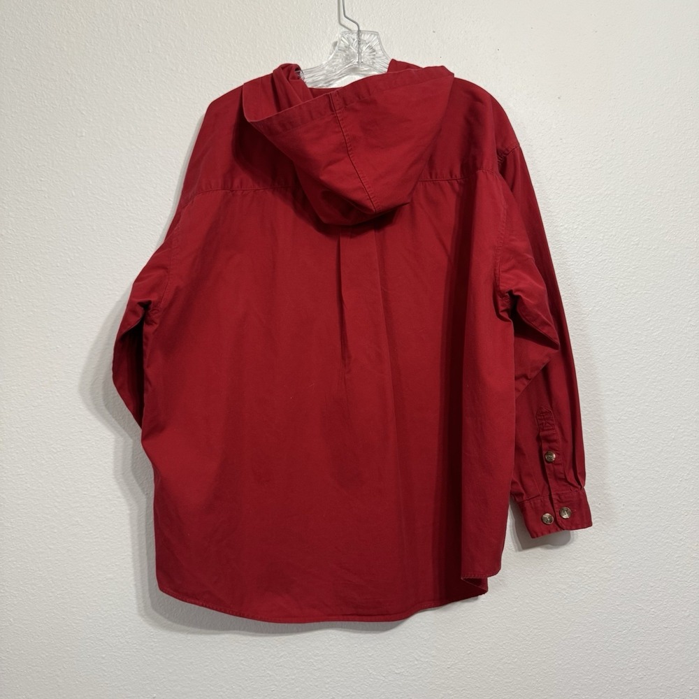 Liz Claiborne Red Long Sleeve Button Up Shirt Womens Size XL Hoodie 90s Vintage - Picture 12 of 12